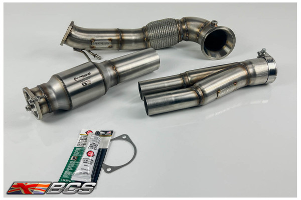 RS3 8V 100->90mm Downpipe - 125mm Sports Cat